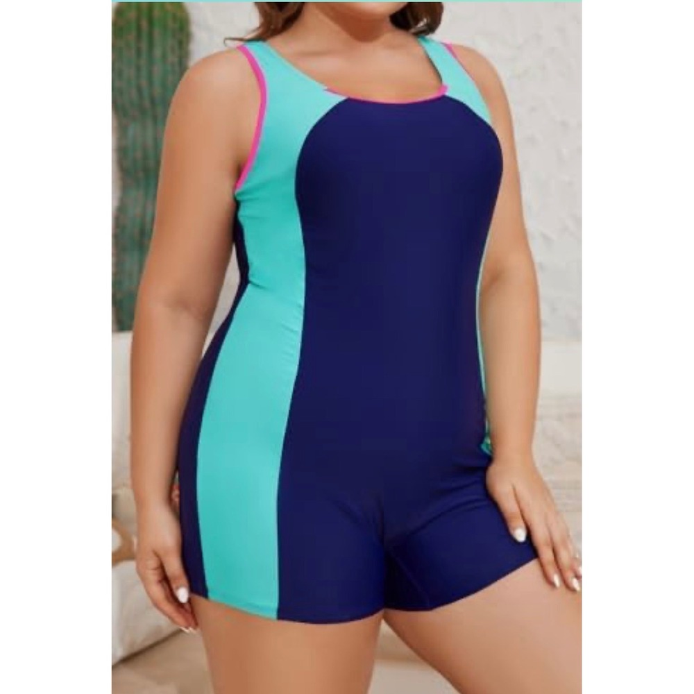 Hanna Nikole Womens Plus Size Swimsuit One Piece Boyleg Swim   Size 22W‎
